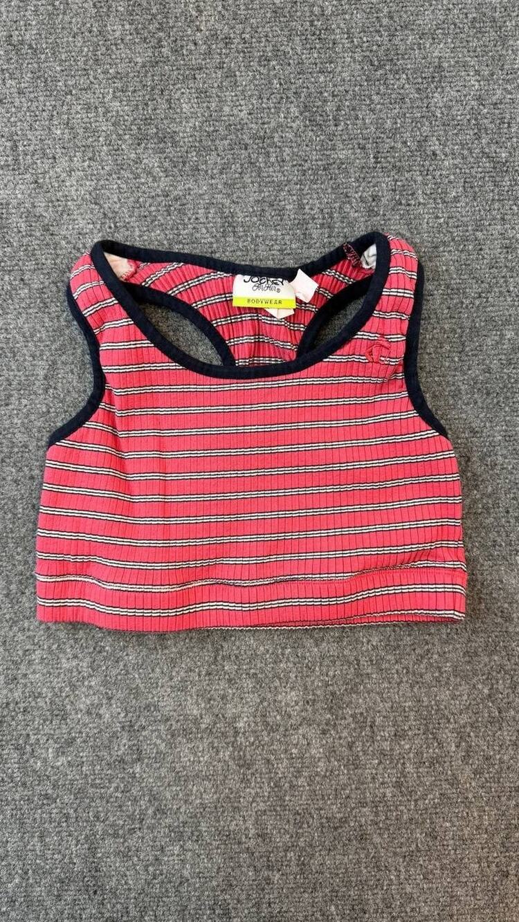 Jockey Originals Red Striped Sleeveless Crop Top Size L Pre-Owned small-sized